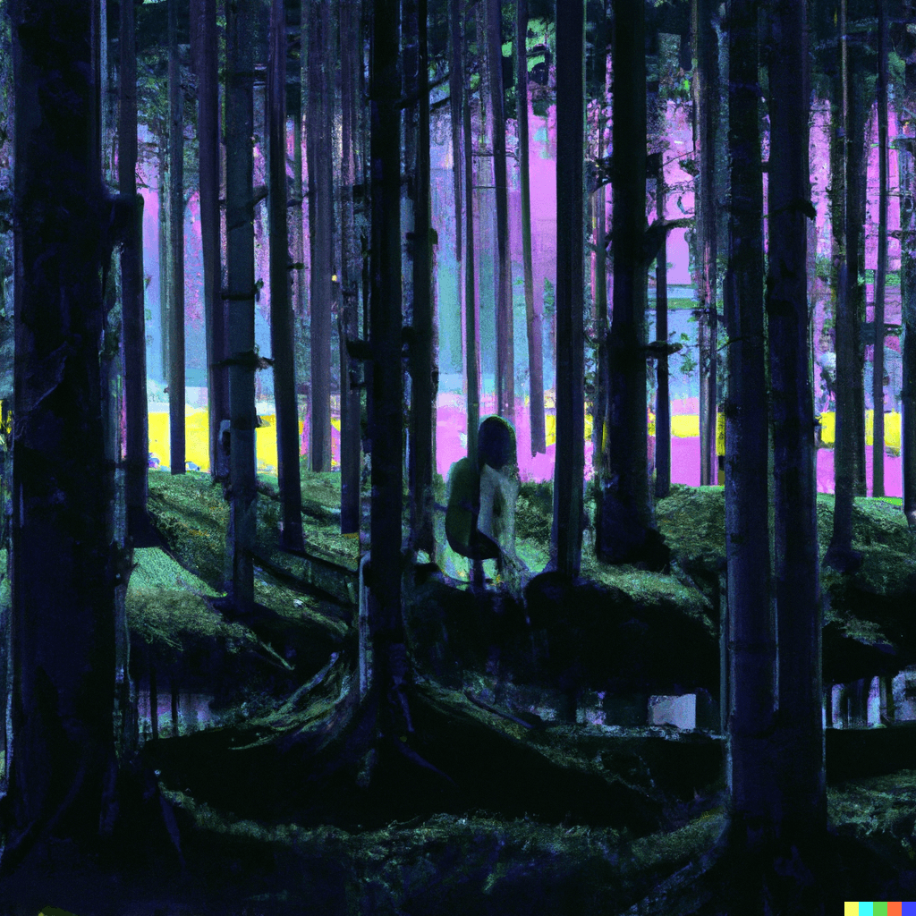 Knight in the woods illustration